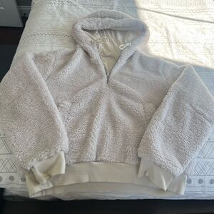 Lululemon Textured Fleece 1/2 Zip Hooded Pullover - Bone